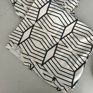 2 West Elm 48W X 84L Cream/Off-white Gray Geometric Curtains